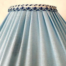 Load image into Gallery viewer, SCALLOPED HETTY FEATHER LAMPSHADE - Sky Blue Linen