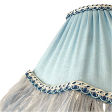 Load image into Gallery viewer, SCALLOPED HETTY FEATHER LAMPSHADE - Sky Blue Linen