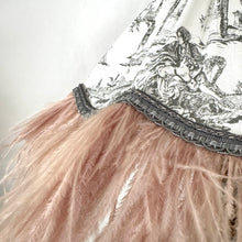 Load image into Gallery viewer, SCALLOPED HETTY FEATHER LAMPSHADE - Grey Toile & Vintage Pink