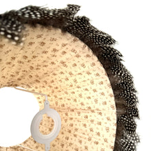 Load image into Gallery viewer, TRADITIONAL GATHERED LAMPSHADE - Cream Linen & Guinea Fowl Feather
