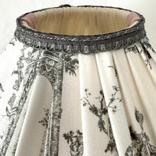 Load image into Gallery viewer, SCALLOPED HETTY FEATHER LAMPSHADE - Grey Toile & Vintage Pink