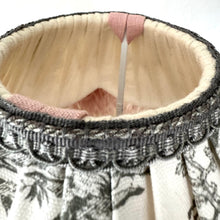 Load image into Gallery viewer, SCALLOPED HETTY FEATHER LAMPSHADE - Grey Toile & Vintage Pink