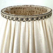 Load image into Gallery viewer, TRADITIONAL GATHERED LAMPSHADE - Cream Linen & Guinea Fowl Feather