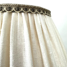 Load image into Gallery viewer, TRADITIONAL GATHERED LAMPSHADE - Cream Linen & Guinea Fowl Feather