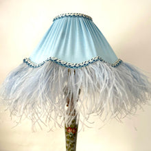 Load image into Gallery viewer, SCALLOPED HETTY FEATHER LAMPSHADE - Sky Blue Linen
