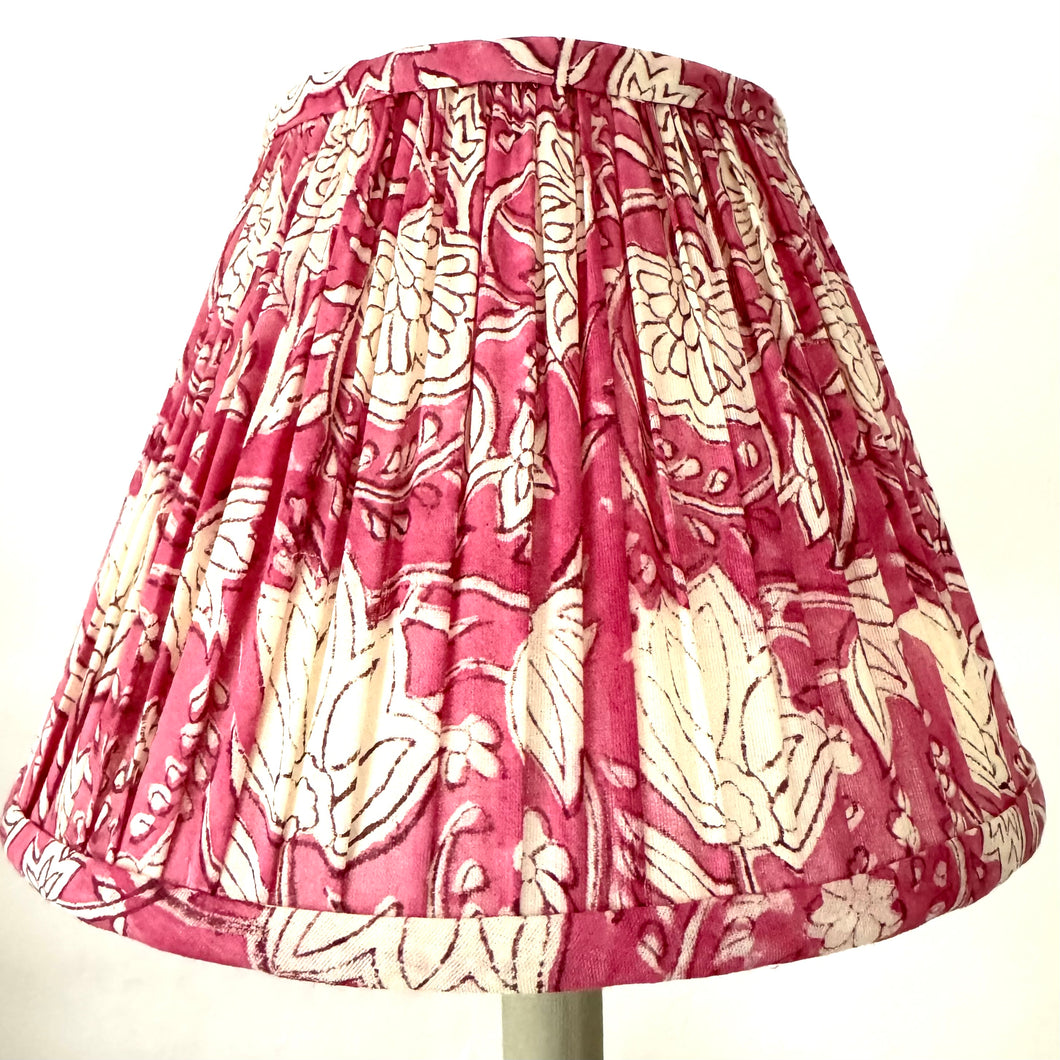 TRADITIONAL GATHERED LAMPSHADE - Pink Floral Indian Block Print