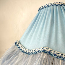 Load image into Gallery viewer, SCALLOPED HETTY FEATHER LAMPSHADE - Sky Blue Linen
