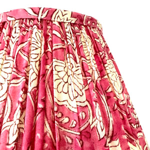 TRADITIONAL GATHERED LAMPSHADE - Pink Floral Indian Block Print
